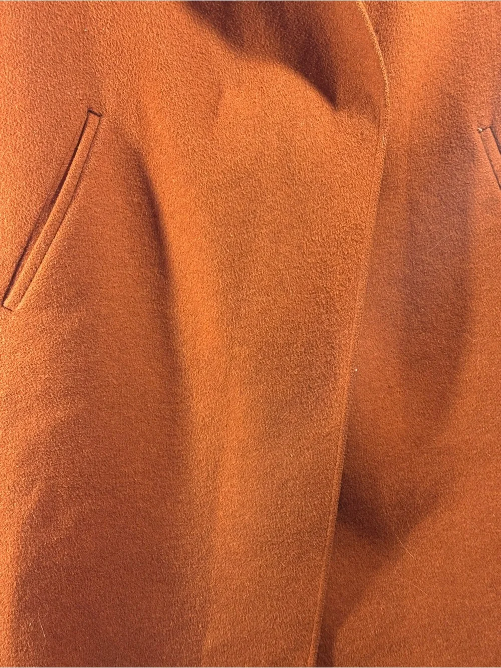 Kenneth Cole Rust-Brown Wool Blend Pea Coat with Ribbed Sleeves Size Medium